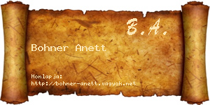Bohner Anett névjegykártya